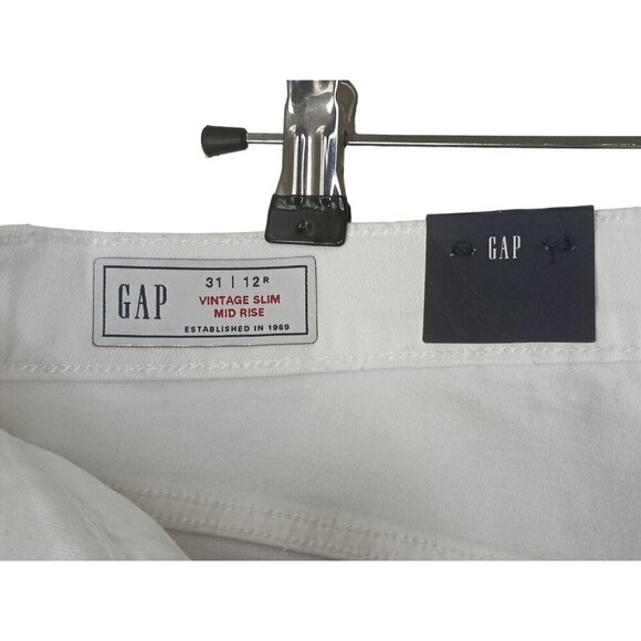 NWT Gap Vintage Slim Mid Rise Jeans Size 31/ 12 White Skinny Distressed - Picture 9 of 15